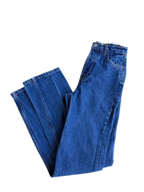 Reformation Denim - Reformation Cynthia High Rise Straight Jeans Sz 24 Blue Button No stretch Pants